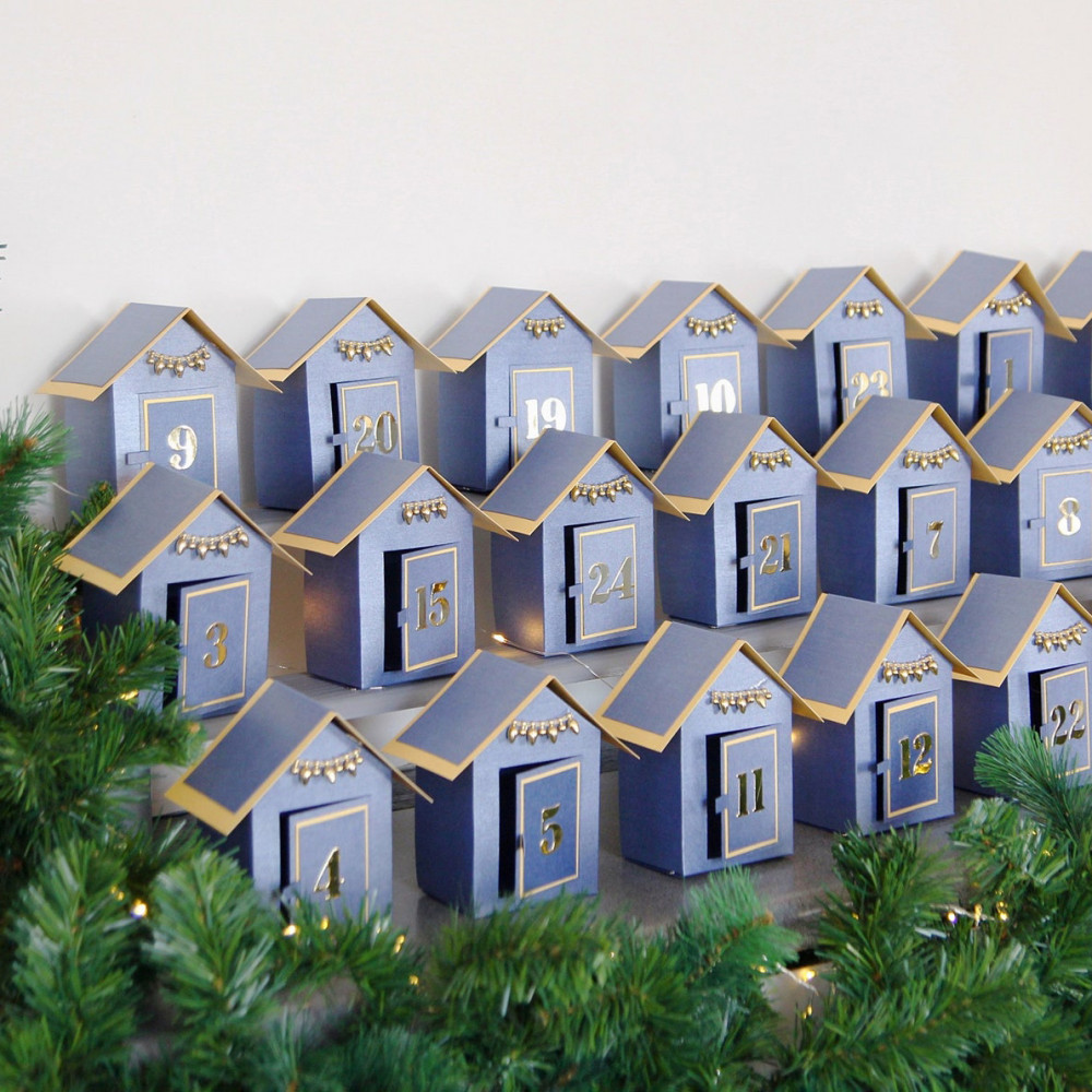 DIY Advent calendar kit Christmas village - blue- 24
