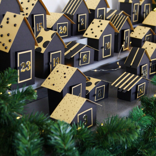 DIY Advent calendar kit Christmas village - black-gold - 31