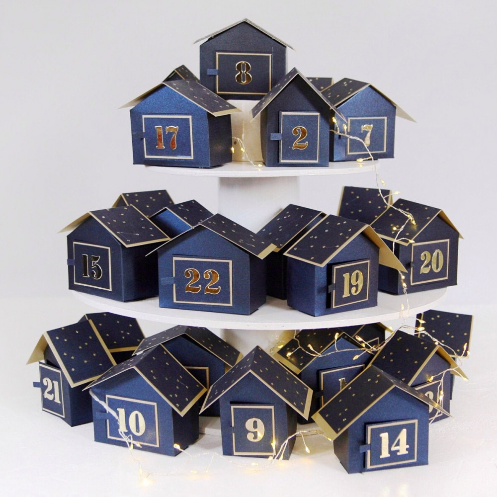 DIY Advent calendar kit Christmas village - navy blue - 31