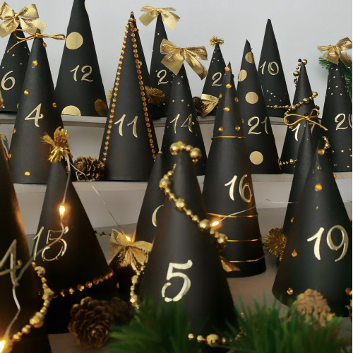 DIY Advent calendar kit - Christmas Trees gold 31