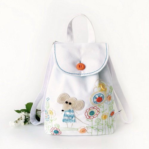 Embroidery kids backpack. Collection Mouse girl.