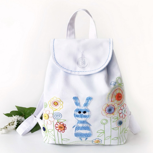 Embroidery kids backpack. Collection  Bunnies.