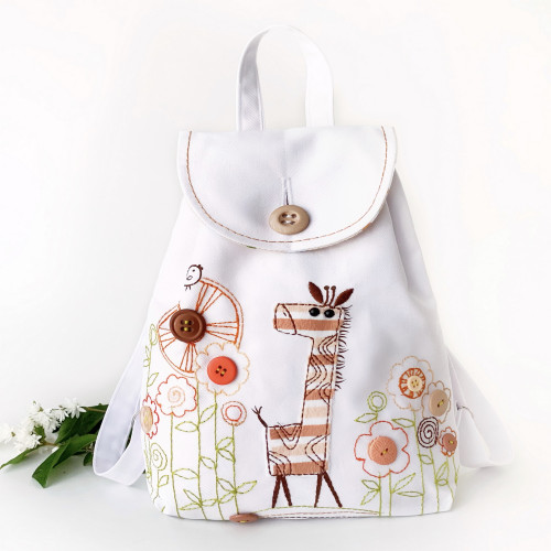 Embroidery kids backpack. Collection Giraffes.