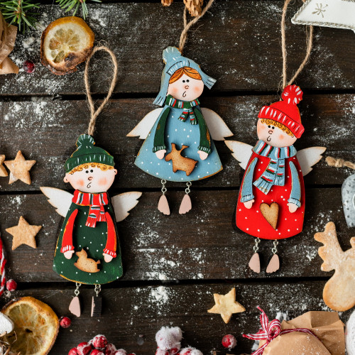 Christmas tree decoration, wooden ornaments 1 - Christmas angels