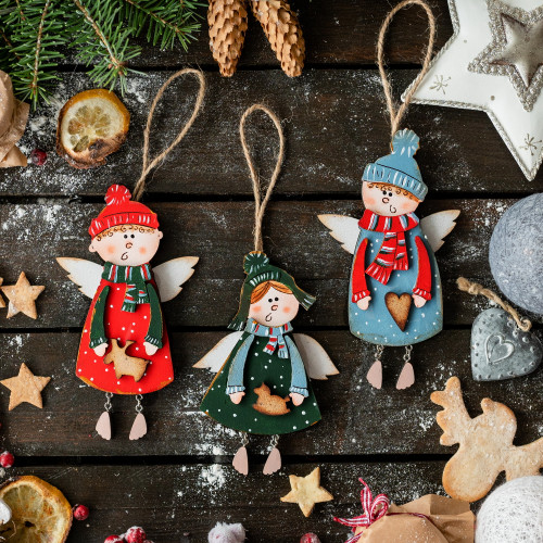 Christmas tree decoration, wooden ornaments 2 - Christmas angels