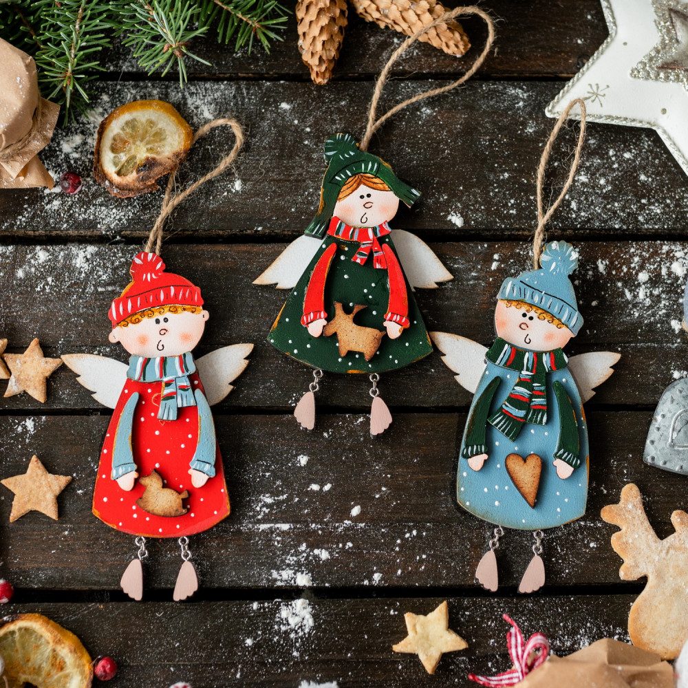 Christmas tree decoration, wooden ornaments 3 - Christmas angels