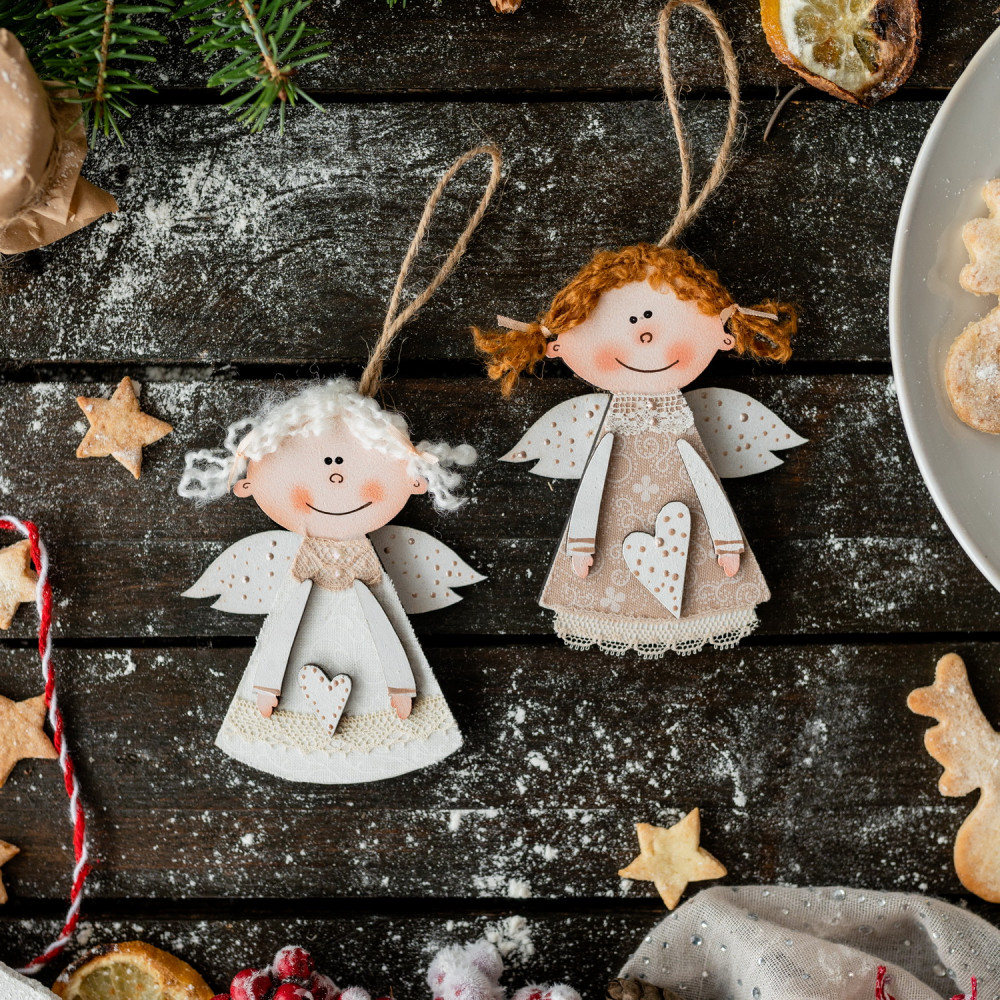 Wooden Christmas Ornaments 4 - 2 angels