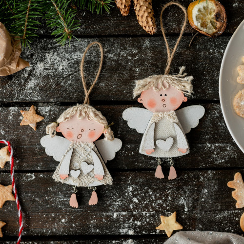 Christmas decorations 9 - 2 wooden angels