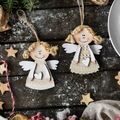 Wooden Christmas Ornaments - 2 angels