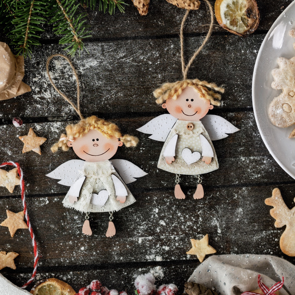 Christmas decorations 8 - 2 wooden angels