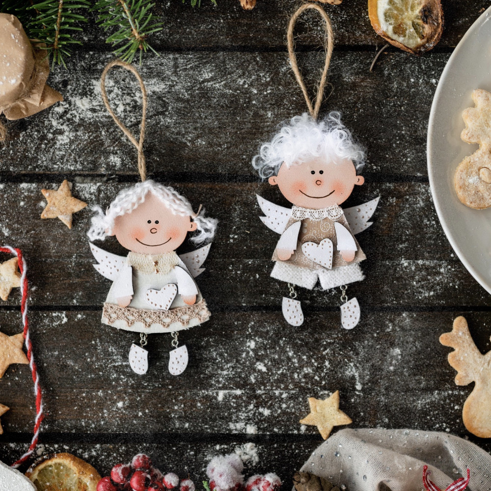 Christmas decorations 7 - 2 wooden angels