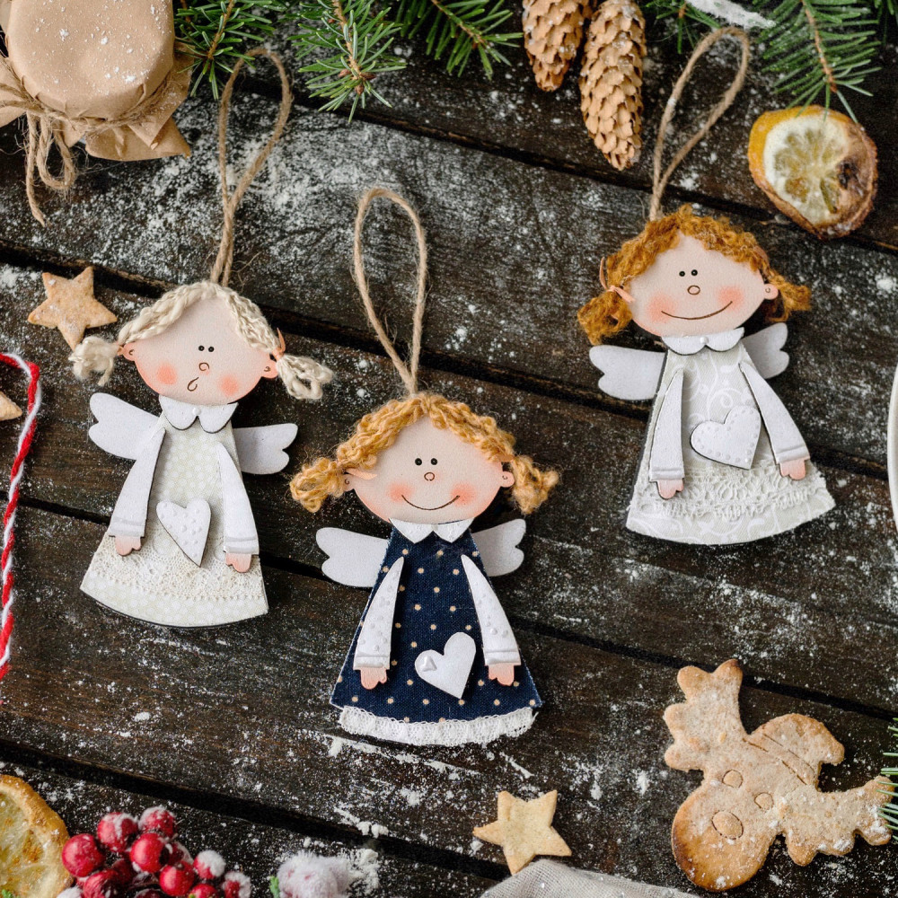 Wooden Christmas Ornaments - 3 angels