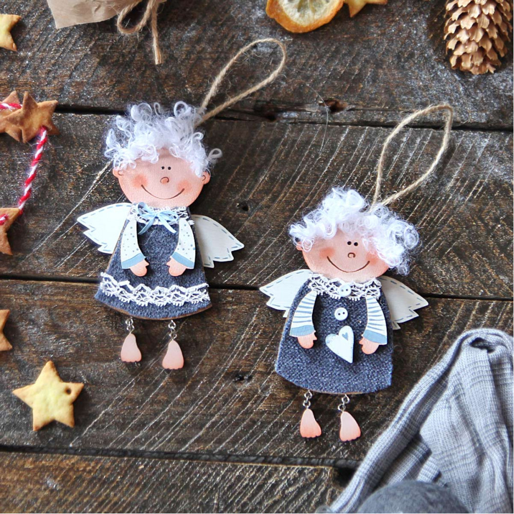 Christmas wooden decorations - wooden angels