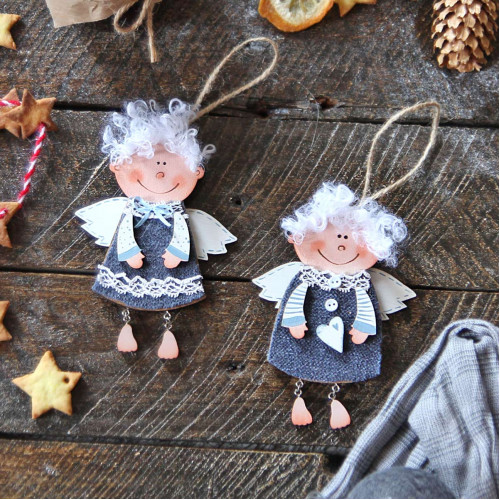 Christmas wooden decorations - wooden angels