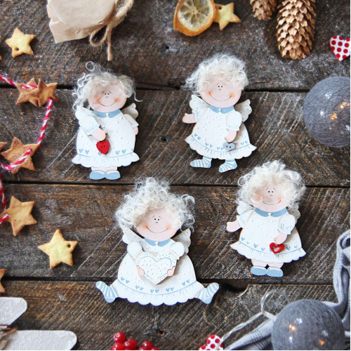Christmas wooden decorations - pendants Angels