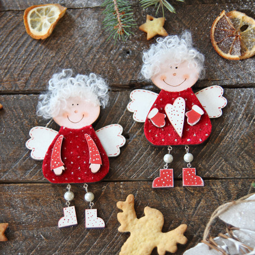 Wooden Christmas Ornaments 2 angels