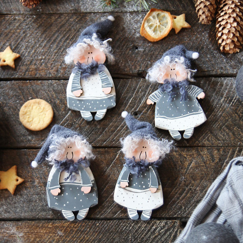 Christmas wooden ornaments - 4 angels